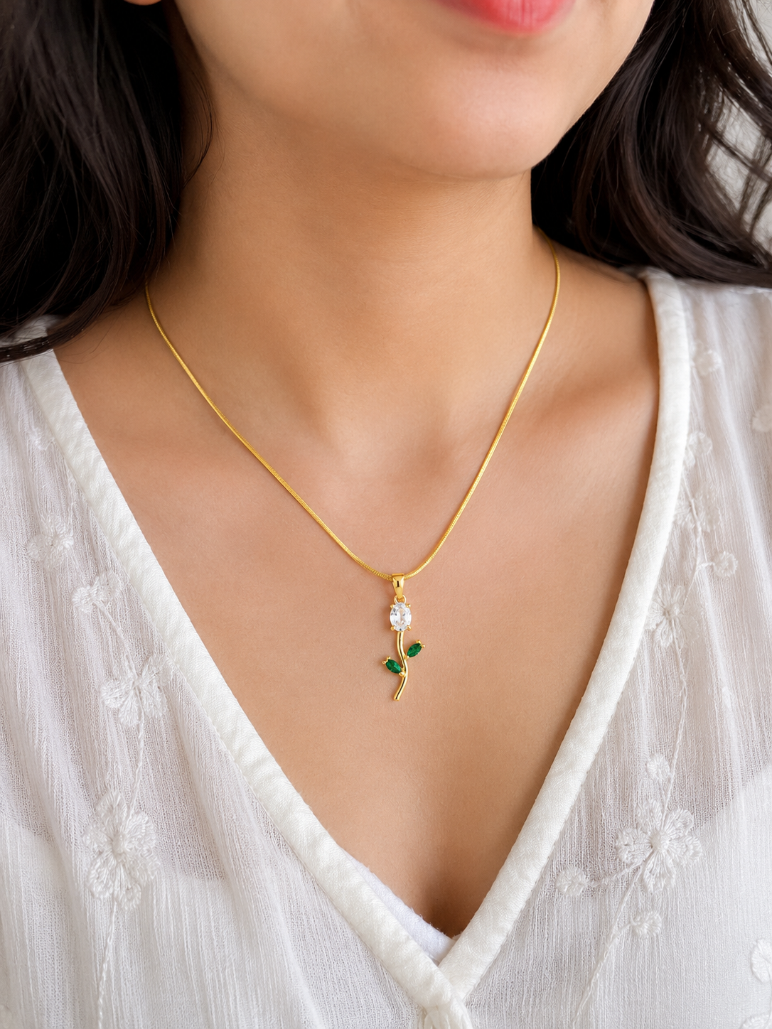 White and Green Tulip Pendant