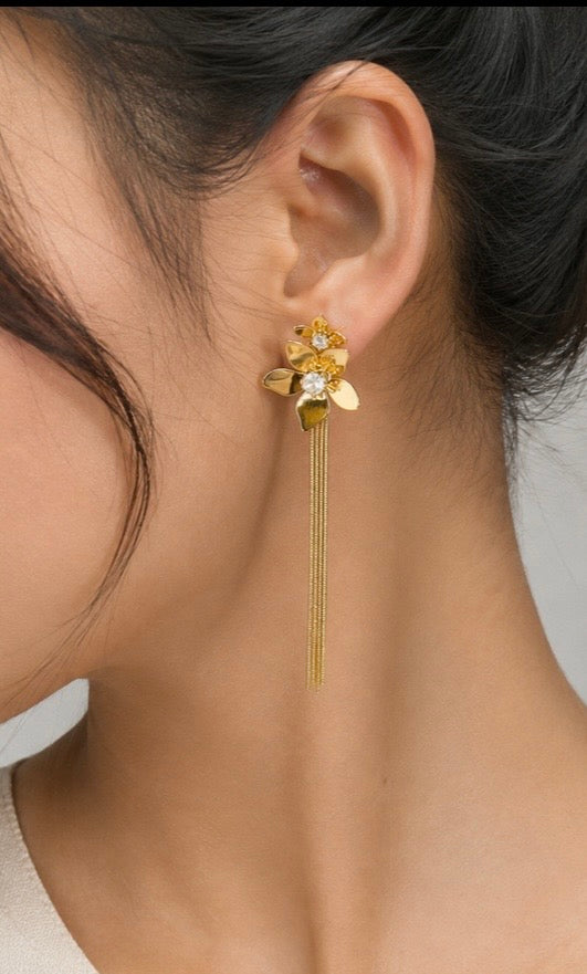 Floral Tassel Drop Earrings
