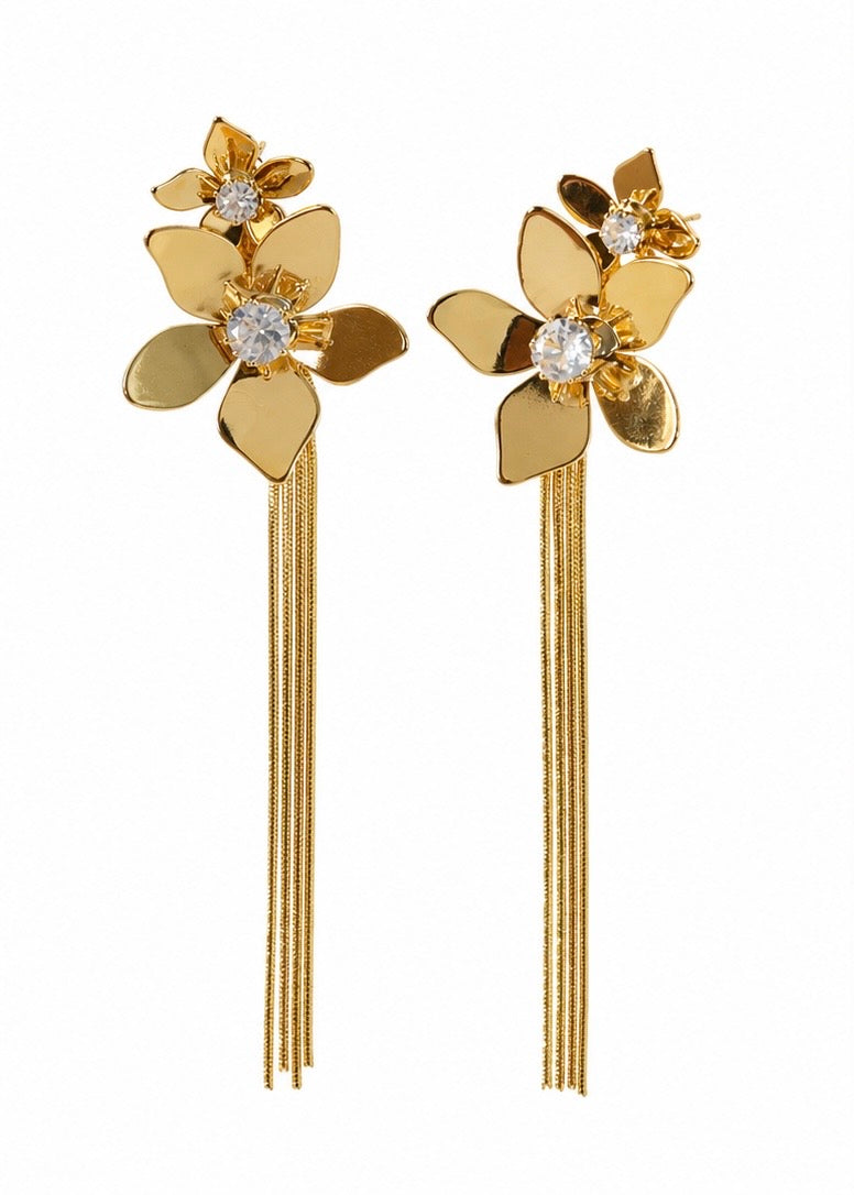 Floral Tassel Drop Earrings