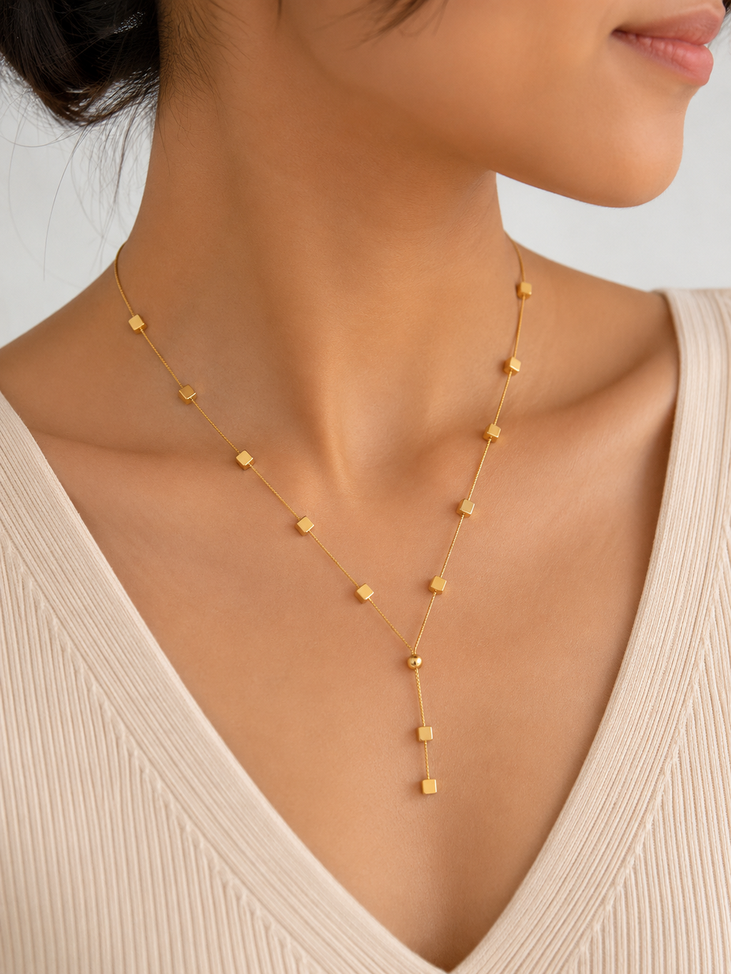 Golden Cube Necklace
