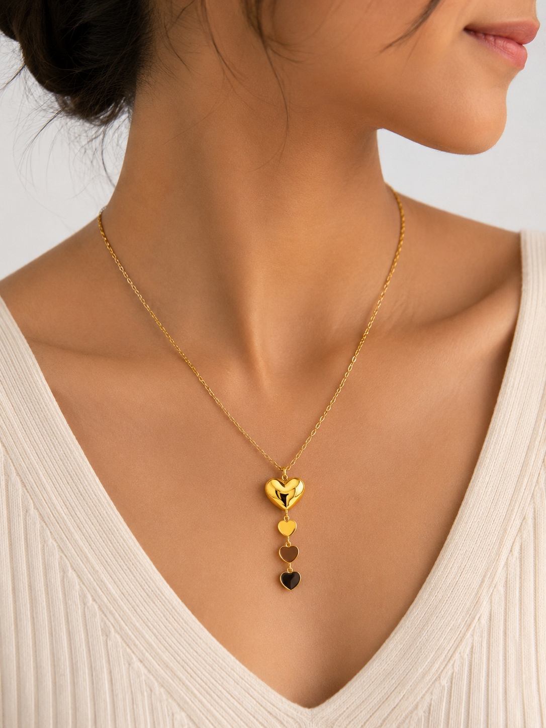 Golden Heart Drop Necklace