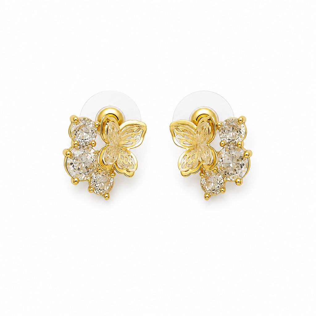 Butterfly Bloom Crystal Stud Earrings