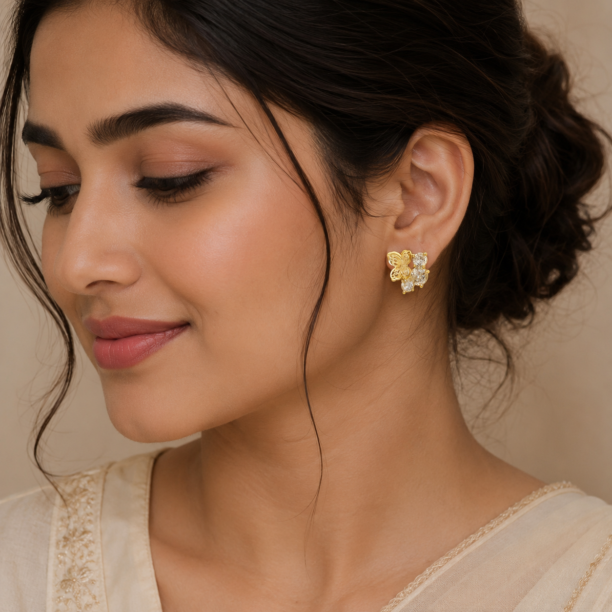 Butterfly Bloom Crystal Stud Earrings