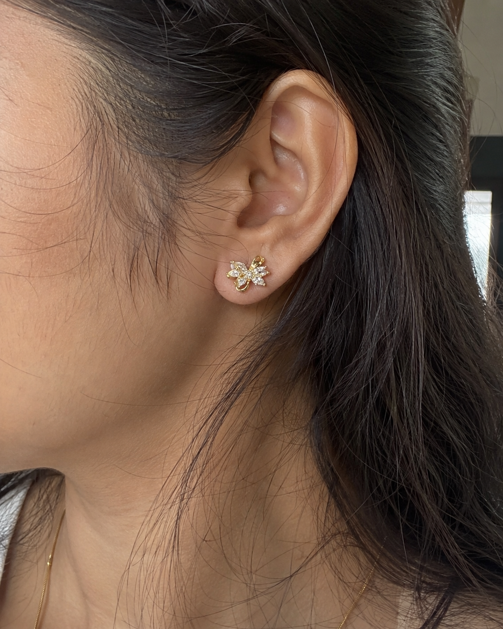 Crystal Bow Stud Earrings
